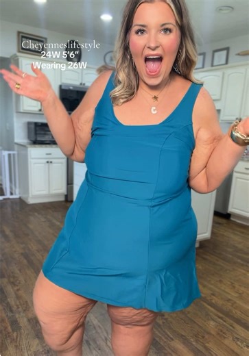 This plus size swimsuit looks like an athletic dress while having the compression of a one piece! Instant confidence in your swimsuit! #tiktokshopspringglowup #tiktokshopcreatorpicks