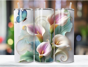 Calla Lily Tumbler Wrap: 3D Butterfly Floral Design (digital Download) - Etsy