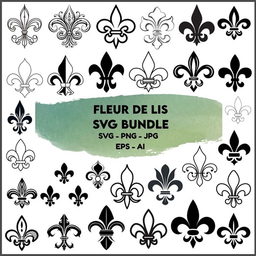 Fleur De Lis Svg Bundle: Clipart, Silhouette,digital File(instant Download) - Etsy