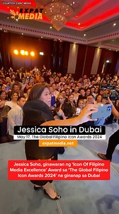 JESSICA SOHO, MAINIT NA SINALUBONG NG MGA KABABAYAN NATIN SA DUBAI! Sa paggawad kay Jessica Soho ng ‘Icon Of Filipino Media Excellence' sa katatapos lang na ‘The Global Filipino Icon Awards 2024’ sa Dubai, nakilala niya ang daan-daan nating mga kababayang Pinoy na nagbahagi sa kanya ng mga natatanging kuwento ng kasipagan at bayanihan. Sa lahat po ng Global Pinoys, saludo po kami sa inyo! #KMJS | Kapuso Mo, Jessica Soho (One at Heart, Jessica Soho)