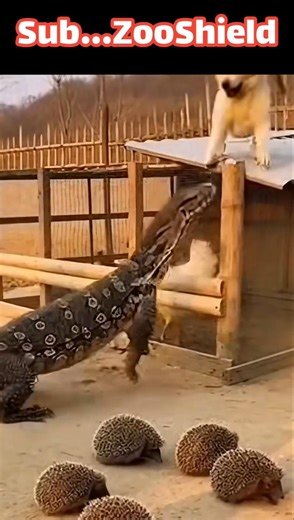 위험한 습격! 거대 도마뱀의 실패A Giant Lizard Attacks Chickens, but a Hedgehog and Dog Save Them