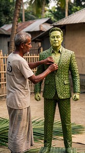 Elon Musk — Power Hand‑Crafted from Palm Leaves 😱🔥 #ElonMusk #PalmLeafArt #HandCrafted #CraftArt #CreativeArt #ForYou #FYP | DokanGor.com