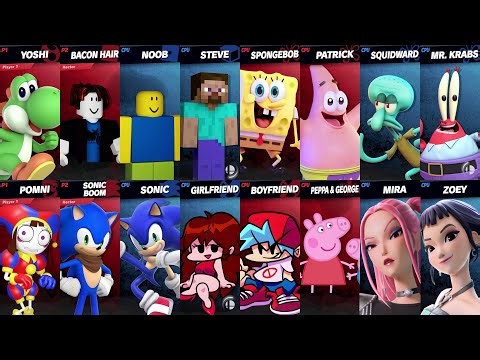 Sonic vs Roblox vs Minecraft vs Fortnite vs Peppa vs SpongeBob vs KPop Demon Hunters | Super Smash