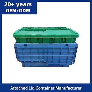 [Hot Item] Nesting Container Container with Lid Stackable Plastic Storage Lid Box Industrial Plastic Storage Box with Hinged Lid Connection