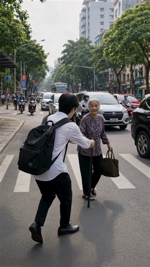 Cậu bé tốt bụng giúp bà lão qua đường #kindness #giadinh #funny #shorts #trending