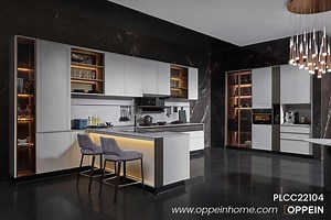 Custom L-shaped Modern Kitchen Cupboard - ANNE | OPPEIN