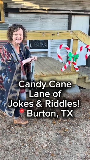 Enjoy the Candy Cane Lane of Jokes and Riddles in Burton, Texas! Get your steps in and get some laughs. #jokes #riddles #familyfun #smalltowncharm #christmas #burtontexas #chamberofcommerce #jointhechamber | Burton Chamber of Commerce
