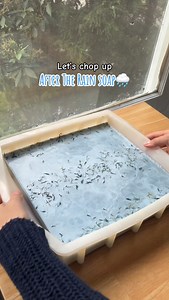 Chopping up a batch of After The Rain soap🌧️ This soap is made with indigo powder, scented with a blend of sandalwood, basil, rose, and lavender essential oils #soapcutting #satisfyingasmr #relaxingvideos #calmingsounds #rainlove #petrichor | Adore Anieo