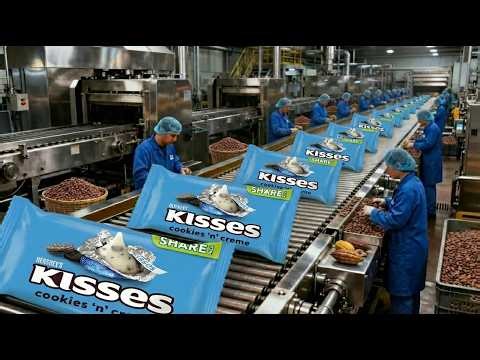 How are Hershey's Kisses Cookies made? Factory Inside Footage | Full Process