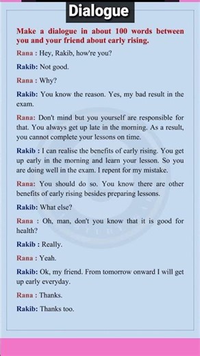 Dialogue about the importance of early rising || English Dialogue on Early Rising #dialoguewriting