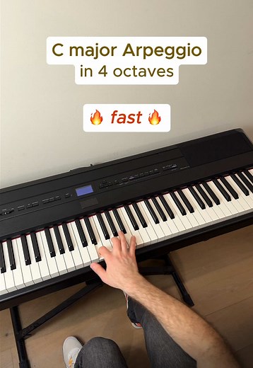 C major Arpeggio in 4 Octaves - fast🔥 #piano #pianolesson #pianotutorial #learnpiano #arpeggio