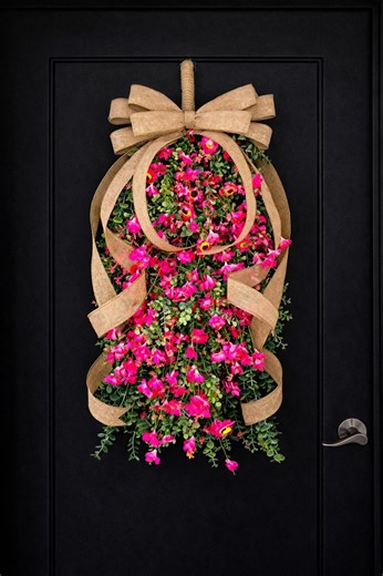 Spring Summer Wreath for Front Door Decor, Outdoor Colorful Teardrop Swag, Double Door Wreaths, Double Door Decor, Porch Decor, Home Gift - Etsy