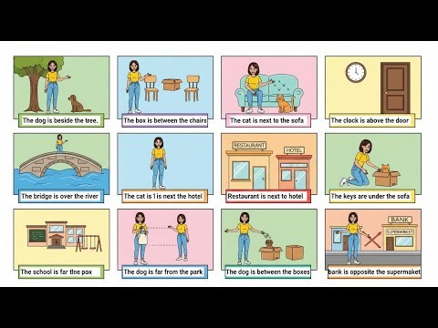 Prepositions of Place in 4 Minutes | Next to, Opposite, Between (Visual Animation Lesson A1 Level )