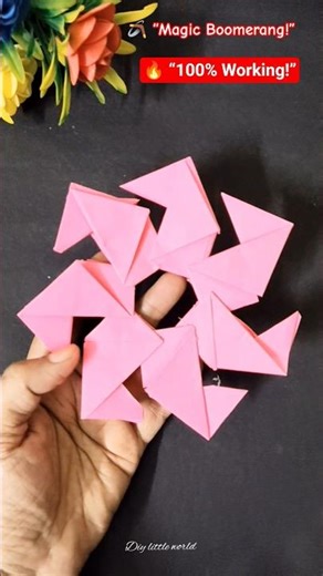 Diy flying boomrang game with paper 🪃 “Magic Boomerang!”craft😱🤯 💥#papercraft #diy #origami #viral