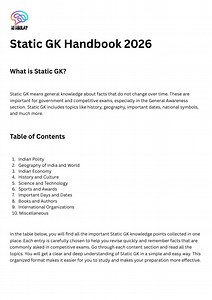 Download Free Static GK PDF for Exams and Quick Learning - SlideServe