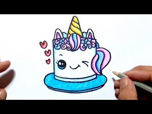 How to draw a unicorn cake step by step - Zed Cute Drawings