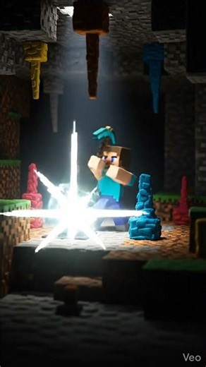 Minecraft animation AI mining diamond