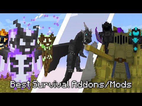 Top 5 - Best MCPE Survival Addons/Mods [ Custom Biomes, Weaponry, Bosses ] (1.19+) - 2022