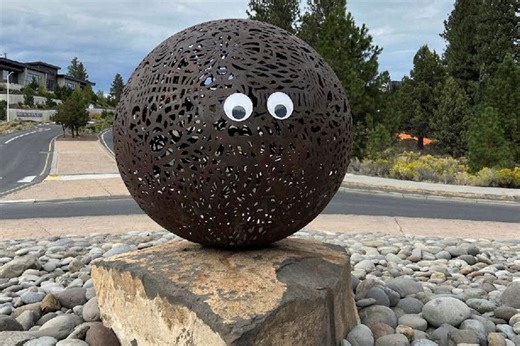 Mysterious googly eyes go viral after appearing on public art around Bend