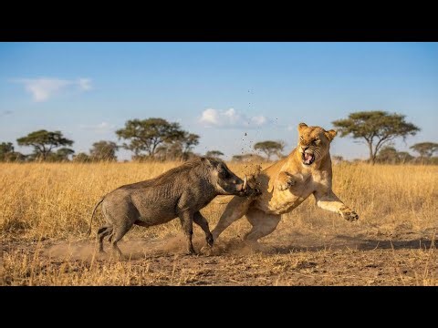 Warthog vs. Lioness: The Tables Turn!