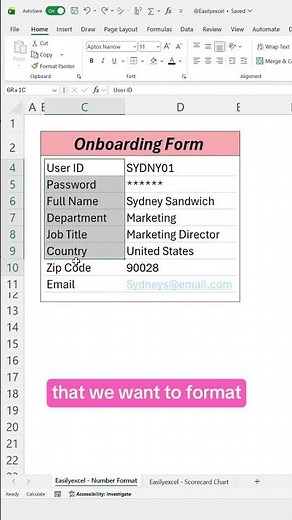 How to format forms in Excel! #excel #formatting #spreadsheets
