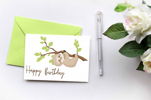 Free Sloth Printable Birthday Cards