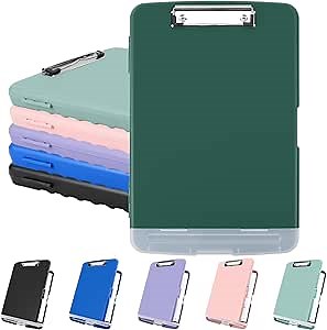 Plastic Storage Clipboard, Clipboards with Storage, Nursing Clipboard with Pen Holder, Clip Boards 8.5x11 A4 Paper Folder for Nurse, Teacher, Work, Classroom (Emerald)