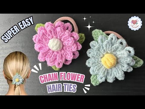 Super Easy‼️ Crochet Flower Hair Ties for Beginners / Crochet Tutorial