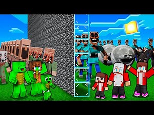 Mikey vs JJ Built SCARY MOB ARMY Family Battle in Minecraft (Maizen)