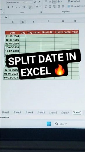 Extract Day, Month & Year from Date in Excel 🔥 (Text Formula Trick) | Date Formatting | #excel