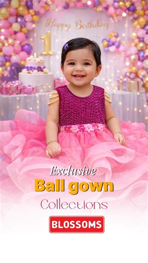 LUV BLOSSOMS on Instagram: "✨Here’s a 1st Birthday 🎂 Girl’s BallGown Collections Perfect For making your baby Girl 👧 look like a little princess 👸 on her big day 👑🎂 From Budget-Friendly gown to more Special keepsake Gown 😊 Different Type of Model Collections available 💫 Age: 1 yr (Can be Customized For Upto 5 yrs ) 📩 DM @blossomschennai84 at 89398 64941 to order online 🏬 Visit Blossoms Showroom in Purasawalkam: Blossoms Kids & Ladies Wear Garden Branch – 155/64C, Purasawalkam High Road,