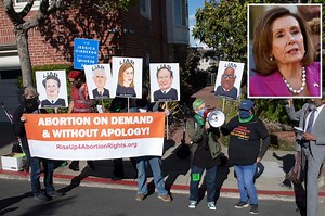 Pro-choice demonstrators protest outside Pelosi’s home, say she’s being ‘complicit’