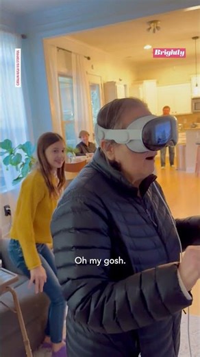 Mom tries VR headset for the first time