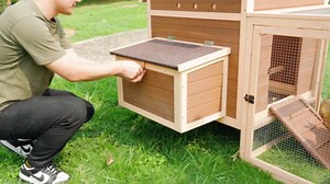 81" L Movable Chicken Coop with Wheels for 4-6 Chickens, Outdoor Chicken Coop with Run and Nesting Box Wooden Duck House Poultry Cage Chicken Hutch with Ramps for Hens Ducks and Rabbits