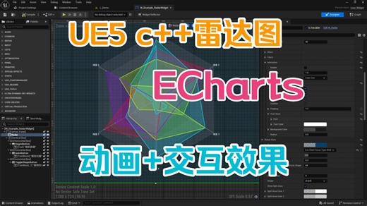 [UE5][高性能图表控件] ECharts风格的Radar雷达图表，可交互，带动画