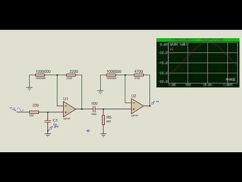 Proteus OpAmp Active Bandpass Filter Circuit Frequency Response Analysis Example