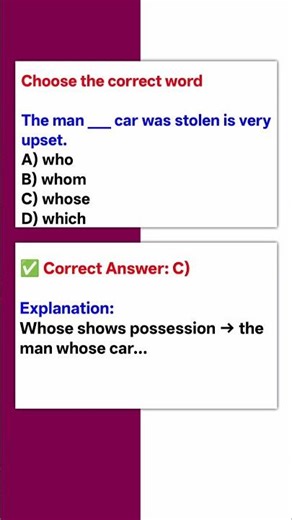 Relative Pronoun Quiz | Who vs Whose #shorts #englishquiz
