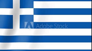 Animation of Greece flag waving in the wind. Realistic animated Greek Flag. Background with flag of Greece for Greece independence day. Video for graphic editing, 4k animation, 3d rendering