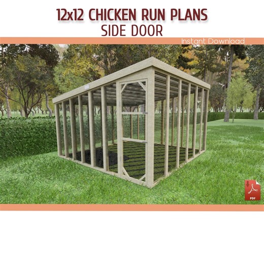 12x12 Walk-in Chicken Run Building Plans – DIY PDF Download - Etsy