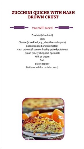 Zucchini Quiche with Hash Brown Crust