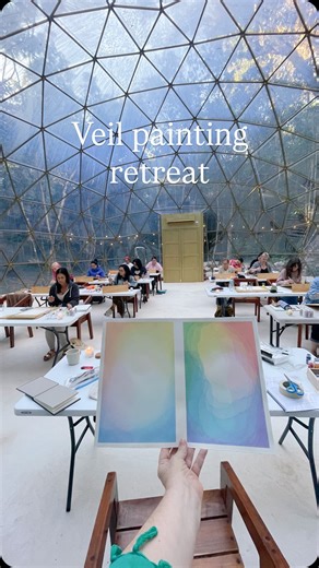 Ana Victoria Calderón | A week of veil painting, color breathing, and inner work 🌿 Every day we gathered around our watercolor boards, studying anthroposophy and... | Instagram
