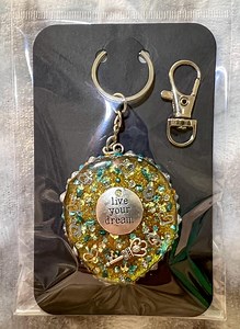 Handmade Resin Keychain: Gold, Teal Mica & Silver Charms - Etsy Canada