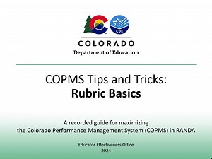 COPMS Tips and Tricks Video Series - Rubric Basics