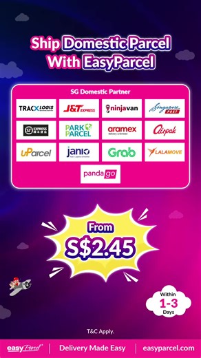 Compare 60 couriers in 1 platform, rate from S$2.45! Sign up for free & grab a S$6 coupon to try.