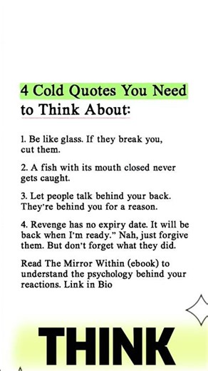 4 Cold Quotes You Need to Think About. #psychology #quotes #motivation #fyp #shorts #mindset