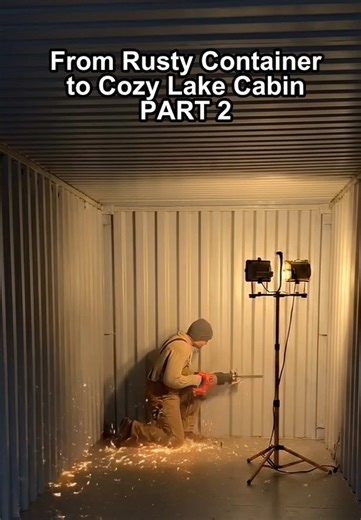 PART 2 - Built the interior of a rusty shipping container into a cozy lake cabin lounge — insulation, wiring, wood panels, massive windows, and the final warm finish. No talking, just the full transformation in satisfying real-time timelapse. #CabinBuild #DIYRenovation #ShippingContainer #ContainerHome #TinyHome #OffGrid #HomeImprovement #InteriorBuild #Woodworking #Satisfying #Timelapse #BeforeAndAfter #CozyHome #ModernCabin #BuildProcess