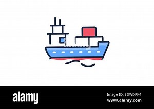 Cargo Ship, Transport Logistics animated icon on transparent background.