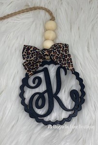 Leopard Monogram Car Charm - Etsy