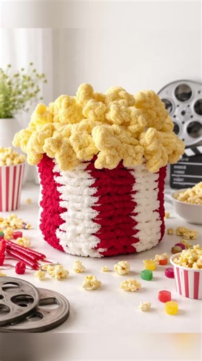 In honor of National Popcorn Day, we’re releasing this pattern for an adorable Popcorn Bucket Blanket! 🤩🍿 Available on Etsy & Ravelry. #crochet #crochetersoftiktok #crochettiktok #crochettok #popcorn