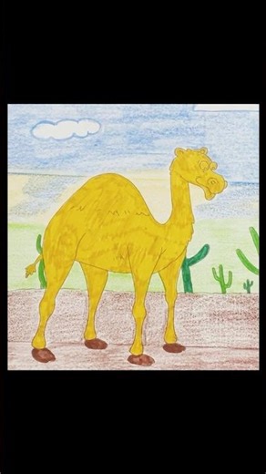 Easy Camel Scenery Coloring 🌵🎨 #shorts